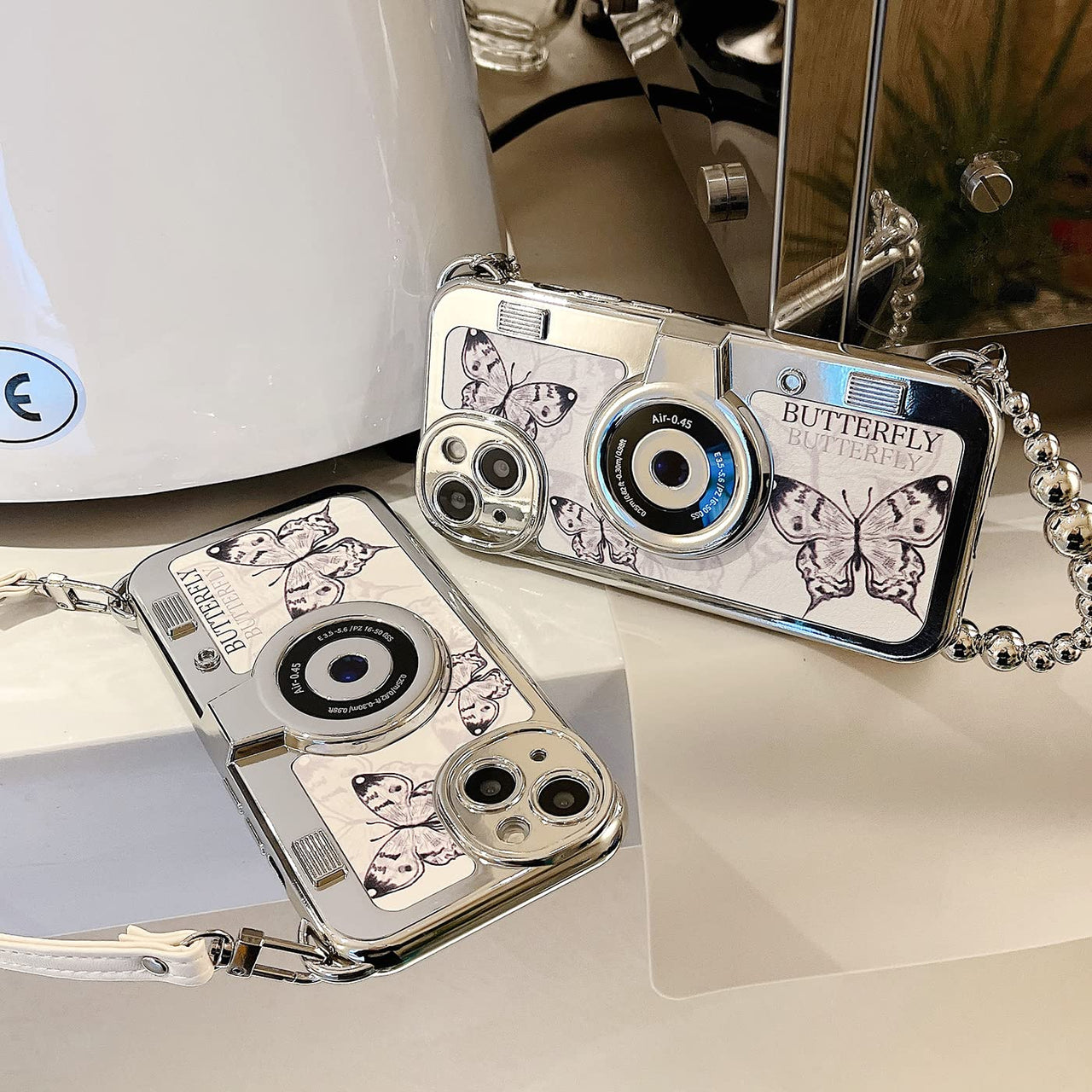 SupShell™ Retro Camera iPhone Case - TPU & Leather | Shockproof 3D Protection for Women - Butterfly - Supshell
