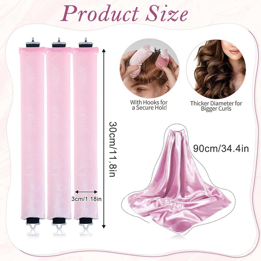Heatless Hair Curler for Women - Flexible Curling Rod with Hook Satin Rollers for All Hair Types