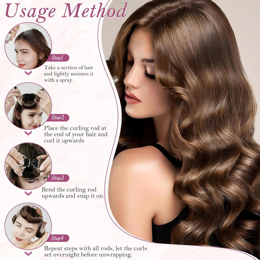 Heatless Hair Curler for Women - Flexible Curling Rod with Hook Satin Rollers for All Hair Types