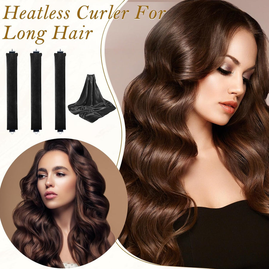 Heatless Hair Curler for Women - Flexible Curling Rod with Hook Satin Rollers for All Hair Types