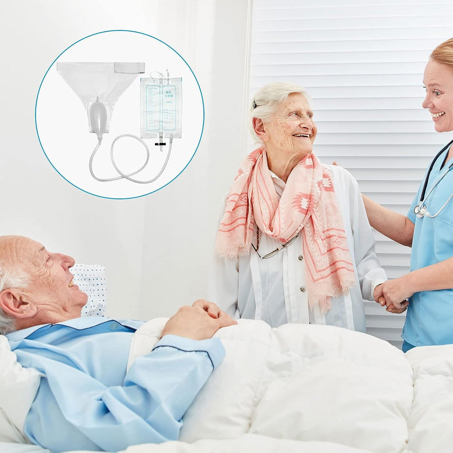 Male Urine Collect Bag -Reusable Silicone | Leak-Proof, Comfort-Fit & Easy Clean | White/blue