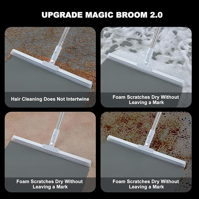 Magic Broom Silicone Floor Scraper - Bathroom Hair Cleaning Brush with Water Squeegee for Home Use