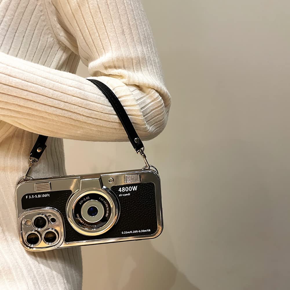 SupShell™ Retro Camera iPhone Case - TPU & Leather | Shockproof 3D Protection for Women - Black - Supshell