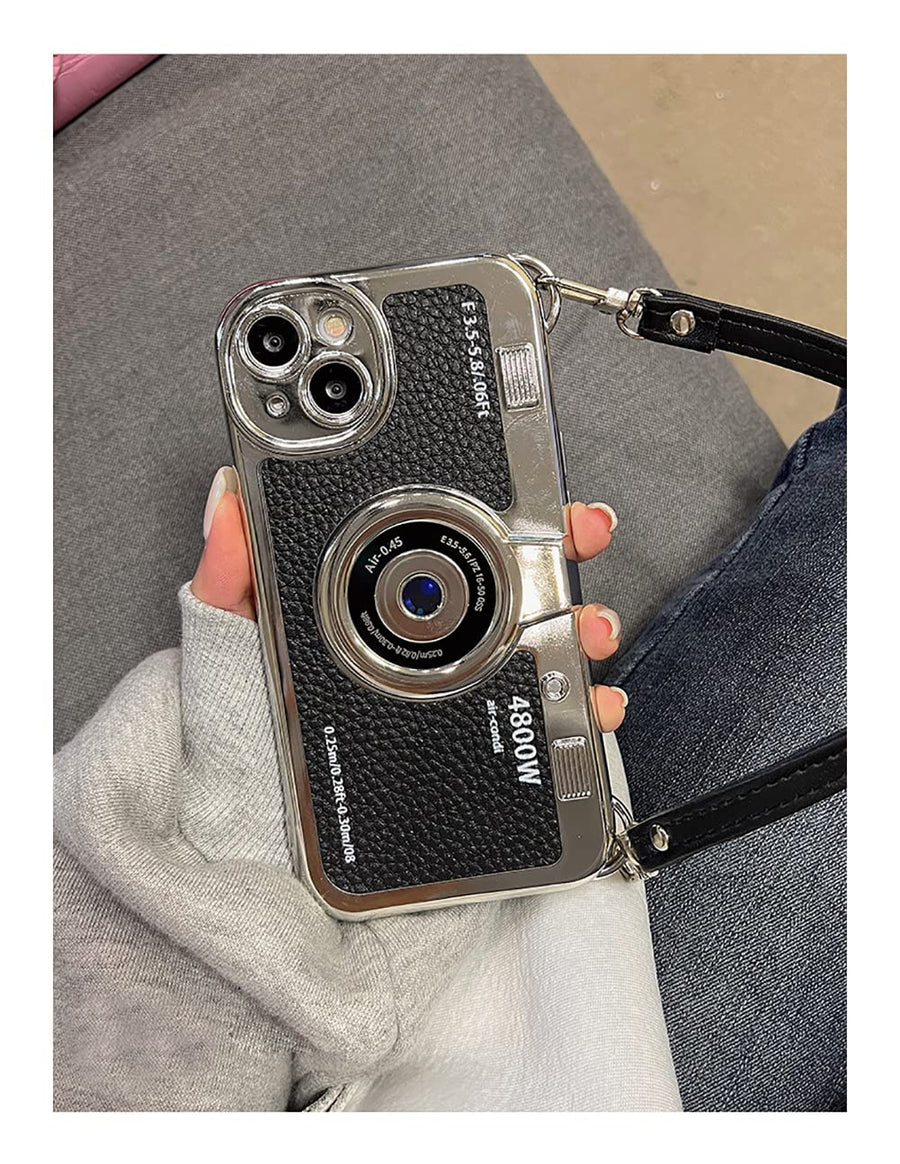 SupShell™ Retro Camera iPhone Case - TPU & Leather | Shockproof 3D Protection for Women - Black - Supshell
