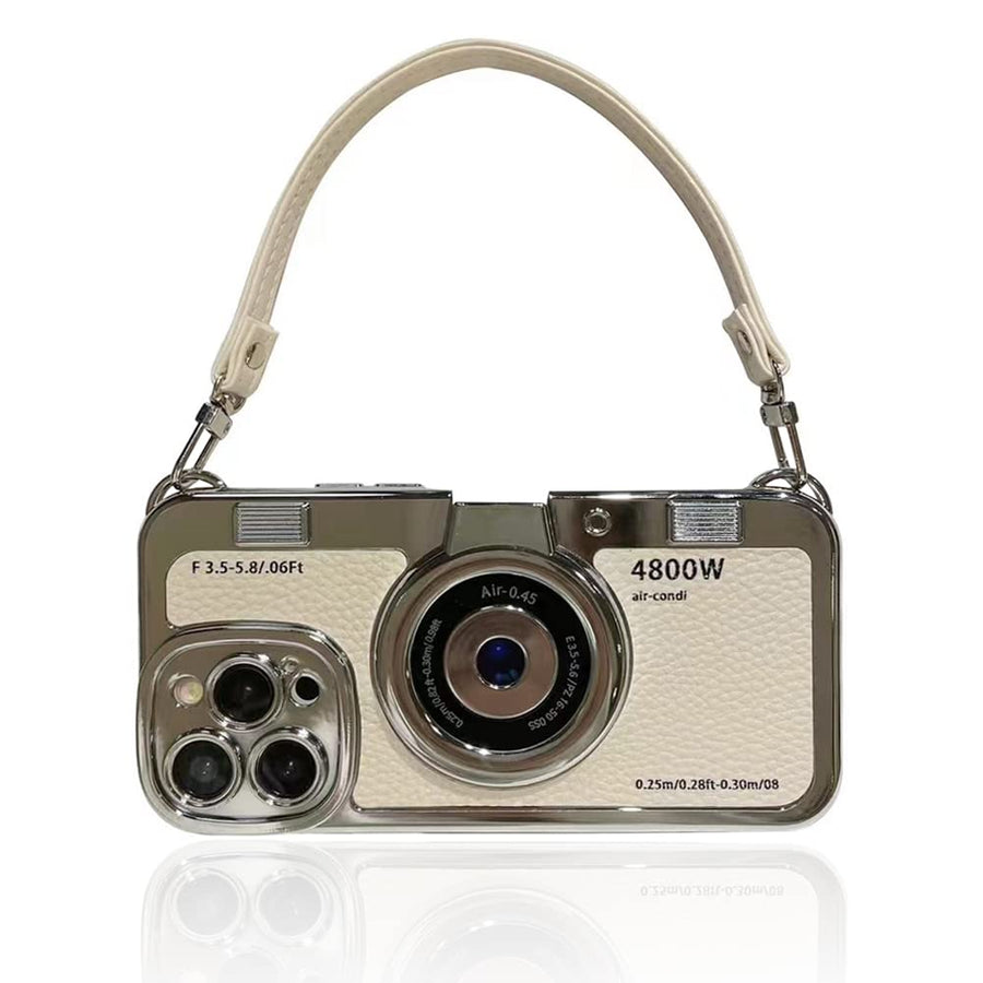 SupShell™ Retro Camera iPhone Case - TPU & Leather | Shockproof 3D Protection for Women - White - Supshell