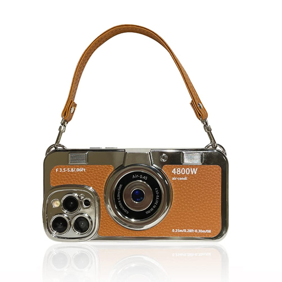 SupShell™ Retro Camera iPhone Case - TPU & Leather | Shockproof 3D Protection for Women - Brown - Supshell