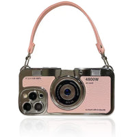 SupShell™ Retro Camera iPhone Case - TPU & Leather | Shockproof 3D Protection for Women - Pink - Supshell
