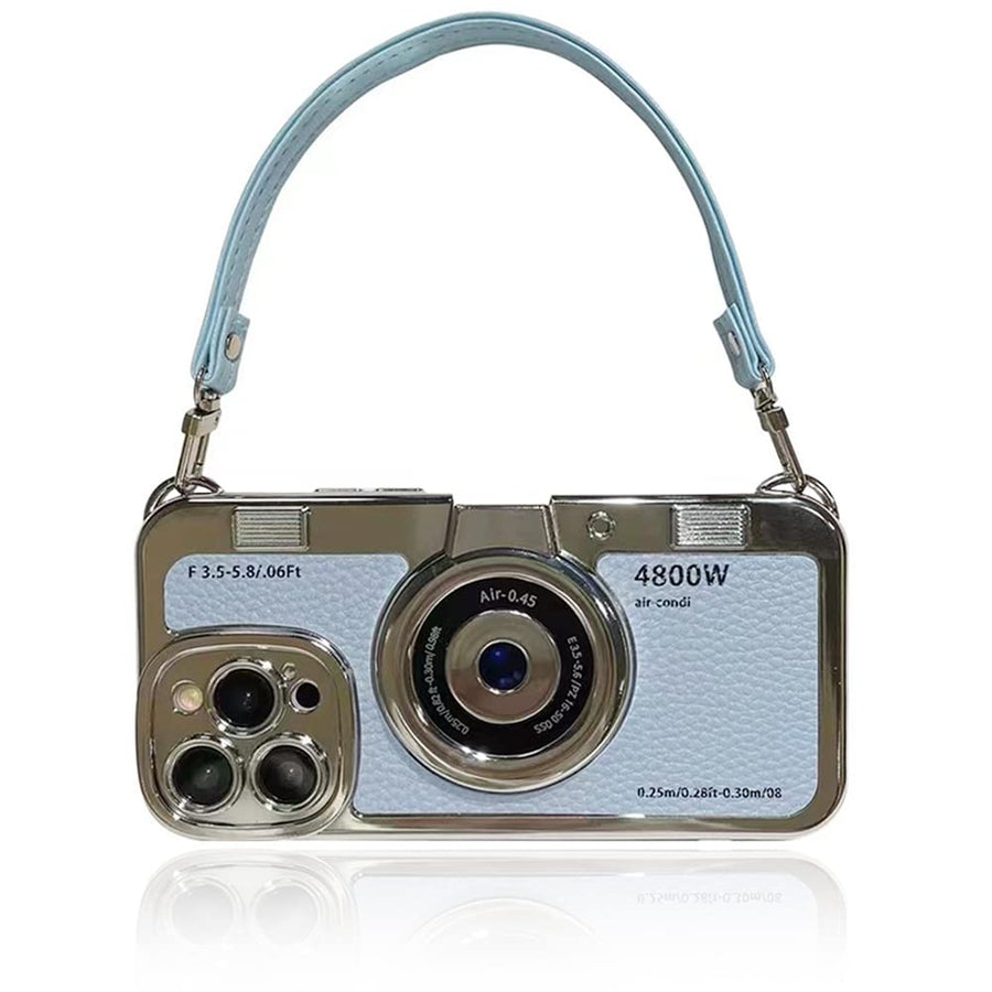 SupShell™ Retro Camera iPhone Case - TPU & Leather | Shockproof 3D Protection for Women - Blue - Supshell