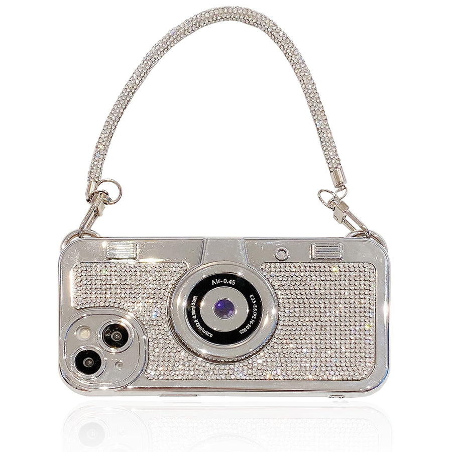 SupShell™ Retro Camera iPhone Case - TPU & Leather | Shockproof 3D Protection for Women - Diamond White - Supshell