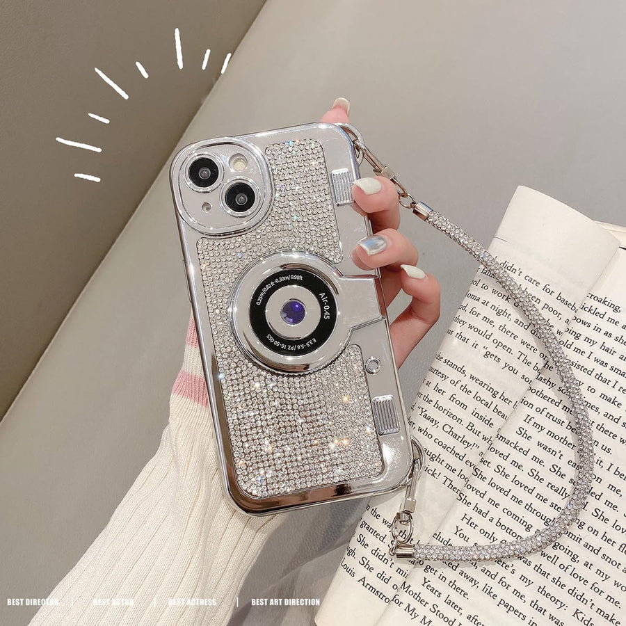 SupShell™ Retro Camera iPhone Case - TPU & Leather | Shockproof 3D Protection for Women - Diamond White - Supshell