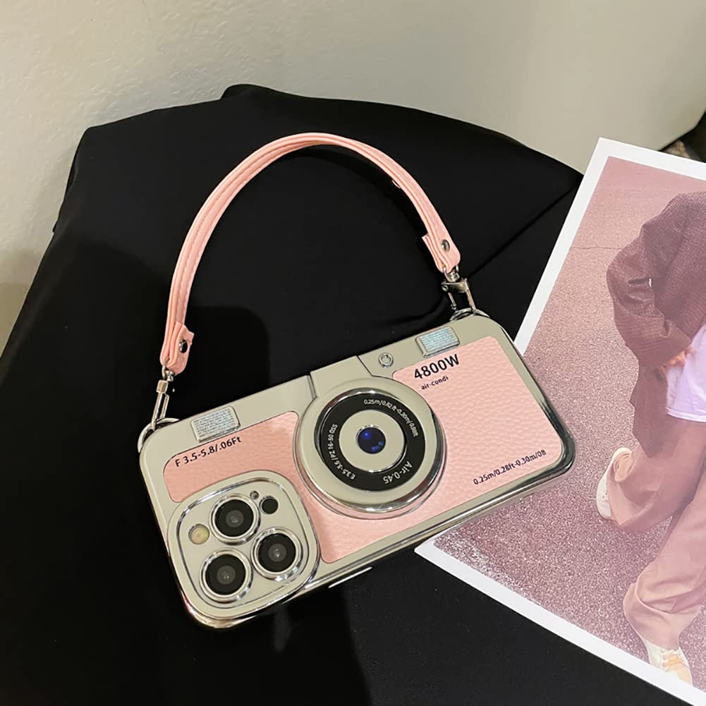 SupShell™ Retro Camera iPhone Case - TPU & Leather | Shockproof 3D Protection for Women - Pink - Supshell