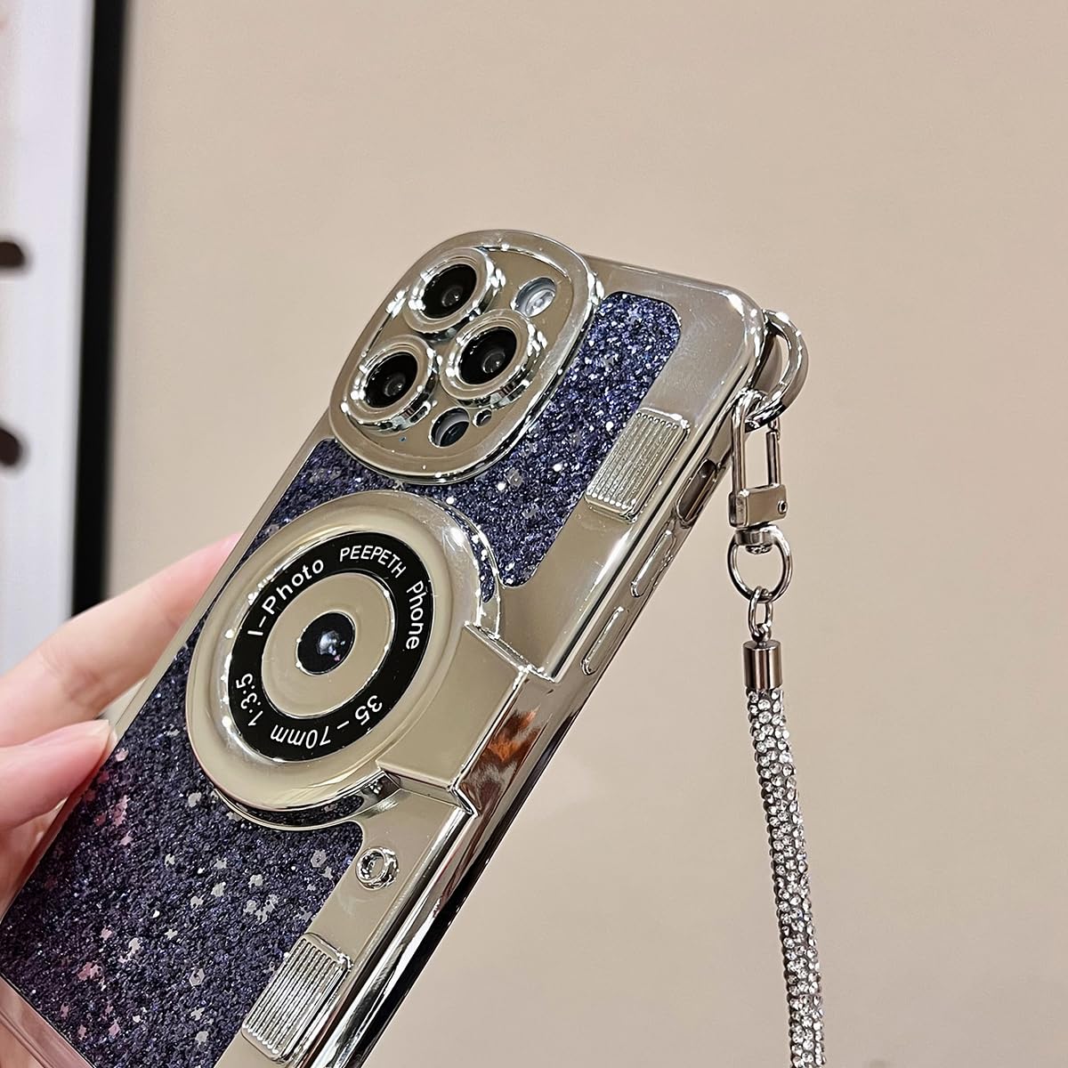 SupShell™ Retro Camera iPhone Case - TPU & Leather | Shockproof 3D Protection for Women - Diamond Purple - Supshell