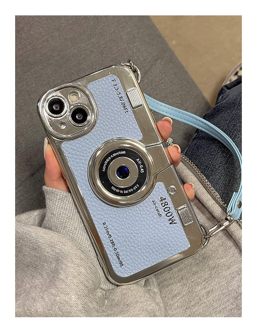 SupShell™ Retro Camera iPhone Case - TPU & Leather | Shockproof 3D Protection for Women - Blue - Supshell
