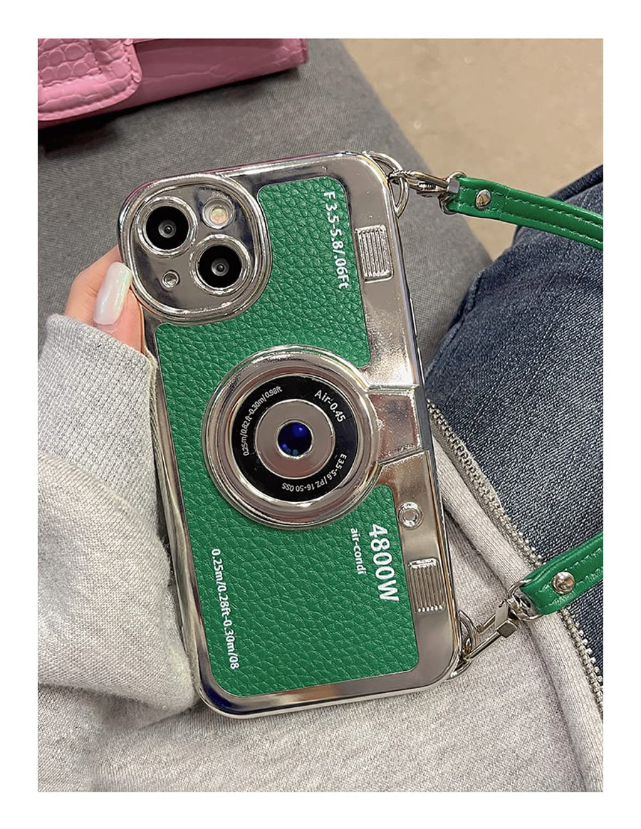 SupShell™ Retro Camera iPhone Case - TPU & Leather | Shockproof 3D Protection for Women - Green - Supshell