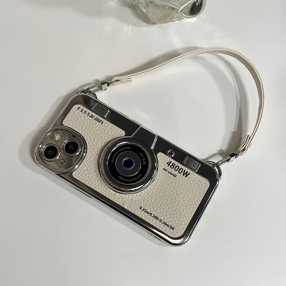 SupShell™ Retro Camera iPhone Case - TPU & Leather | Shockproof 3D Protection for Women - White - Supshell
