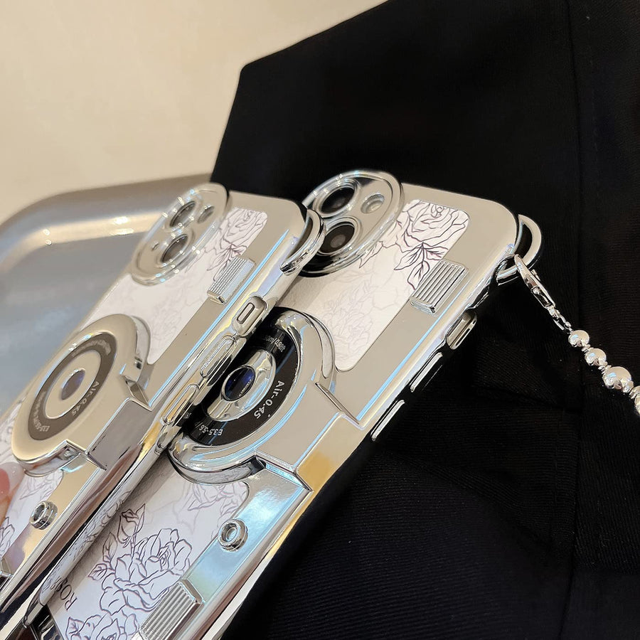 SupShell™ Retro Camera iPhone Case - TPU & Leather | Shockproof 3D Protection for Women - Flower - Supshell