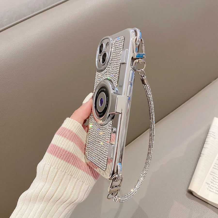 SupShell™ Retro Camera iPhone Case - TPU & Leather | Shockproof 3D Protection for Women - Diamond White - Supshell