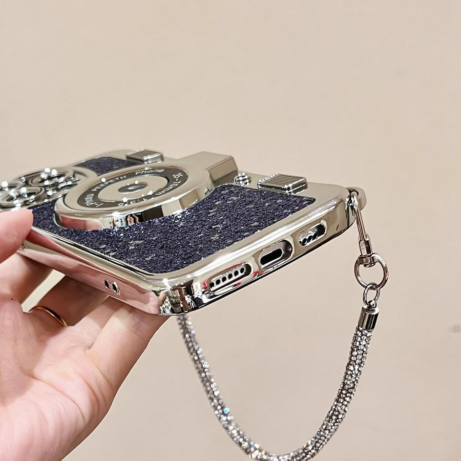 SupShell™ Retro Camera iPhone Case - TPU & Leather | Shockproof 3D Protection for Women - Diamond Purple - Supshell