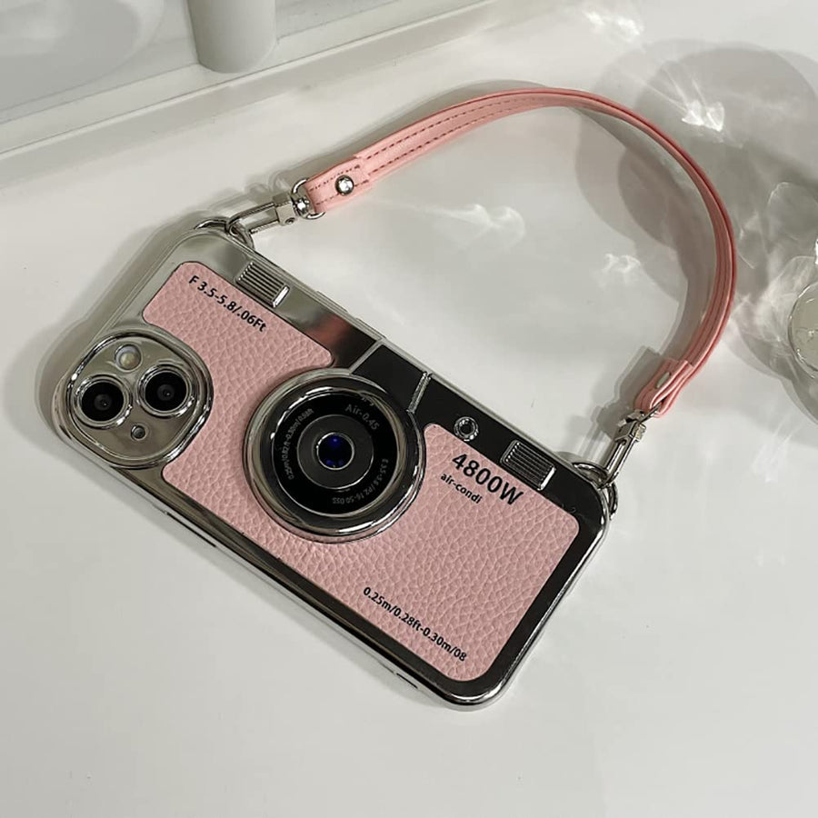 SupShell™ Retro Camera iPhone Case - TPU & Leather | Shockproof 3D Protection for Women - Pink - Supshell