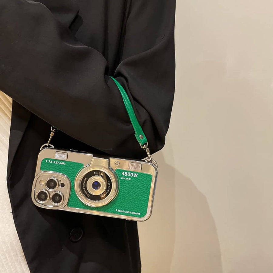 SupShell™ Retro Camera iPhone Case - TPU & Leather | Shockproof 3D Protection for Women - Green - Supshell