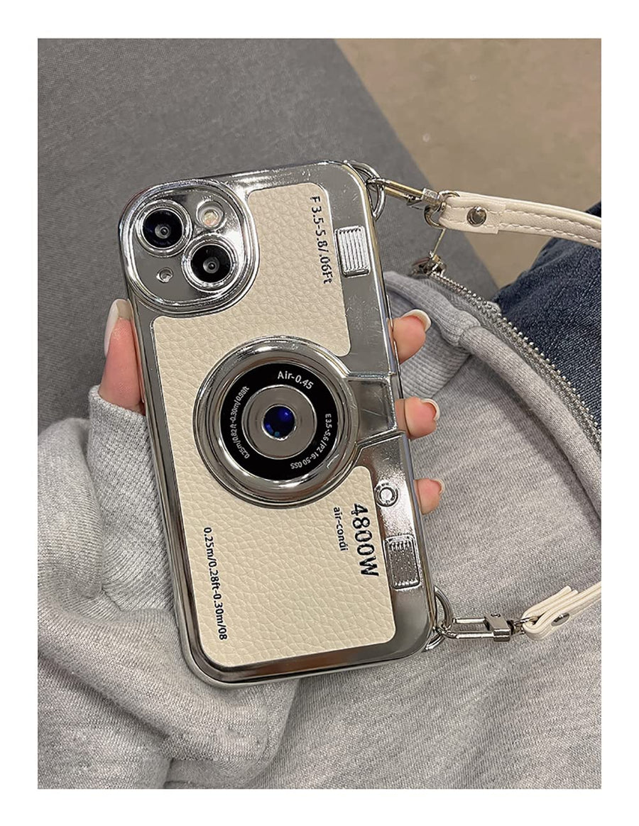 SupShell™ Retro Camera iPhone Case - TPU & Leather | Shockproof 3D Protection for Women - White - Supshell