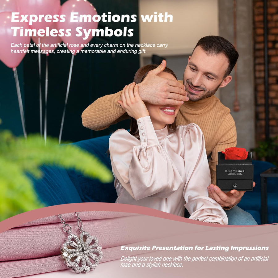 Mangalmay Rose Flower Premium Box with Necklace (🔥Gift for Beloved One🔥)