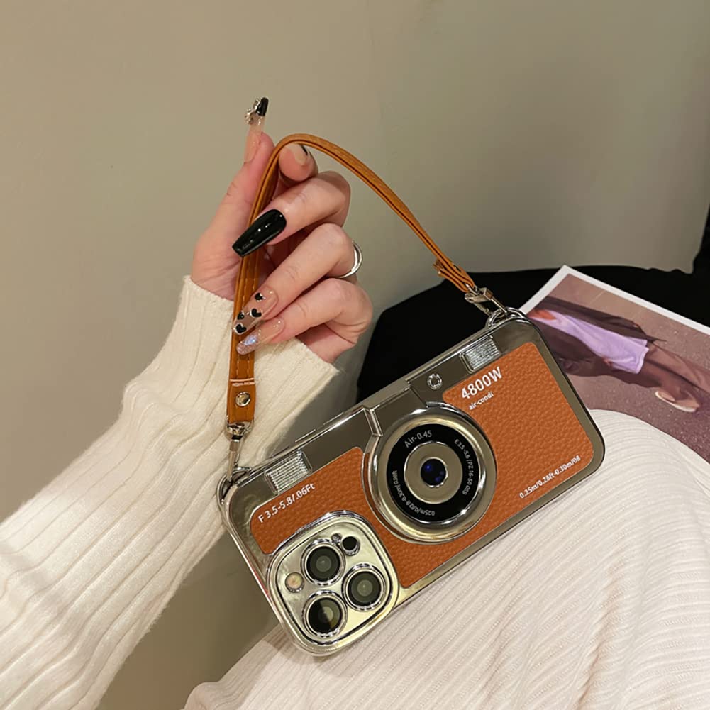 SupShell™ Retro Camera iPhone Case - TPU & Leather | Shockproof 3D Protection for Women - Brown - Supshell