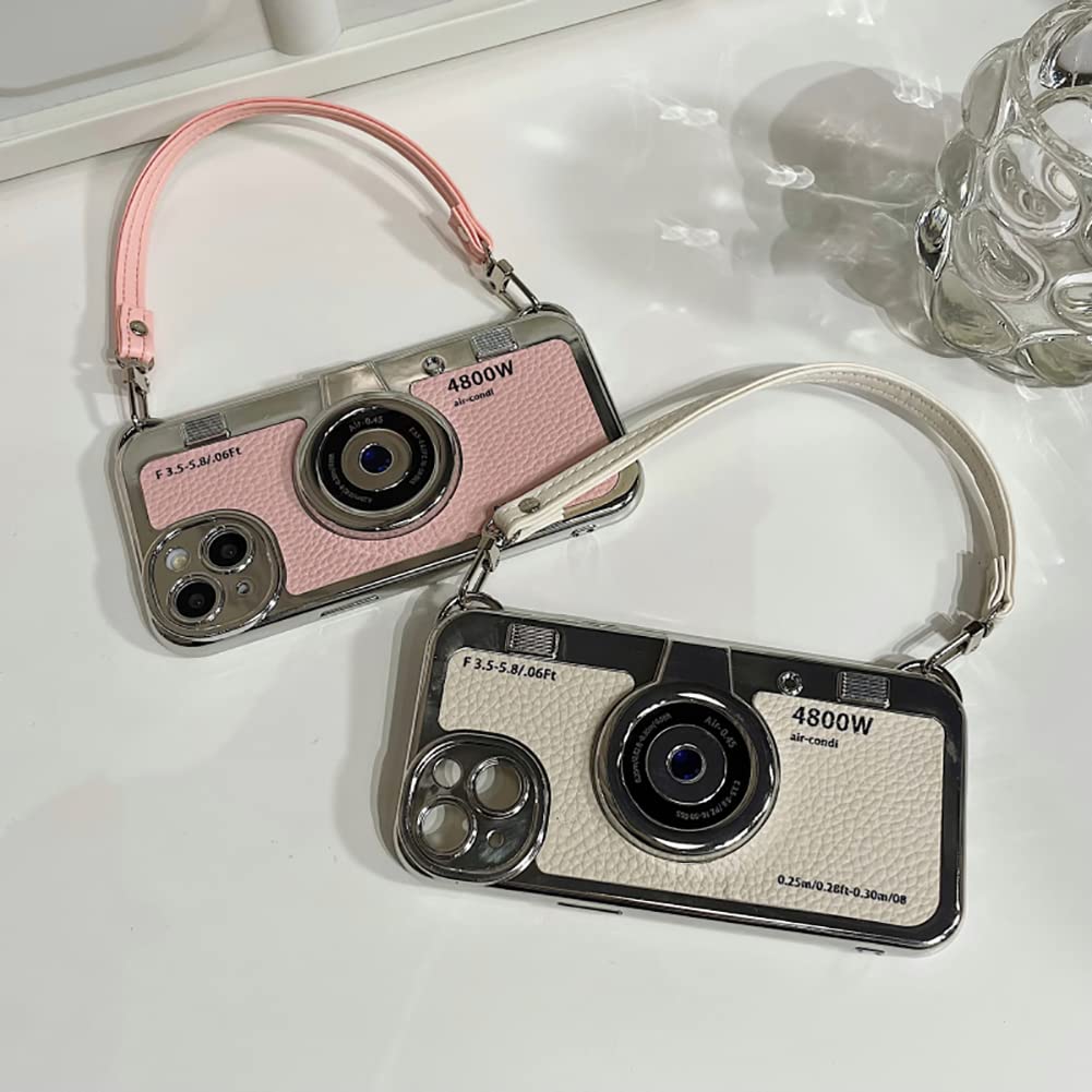 SupShell™ Retro Camera iPhone Case - TPU & Leather | Shockproof 3D Protection for Women - White - Supshell