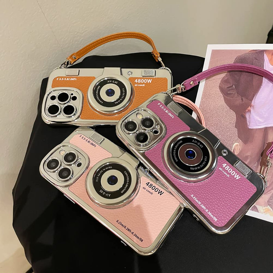 SupShell™ Retro Camera iPhone Case - TPU & Leather | Shockproof 3D Protection for Women - Brown - Supshell