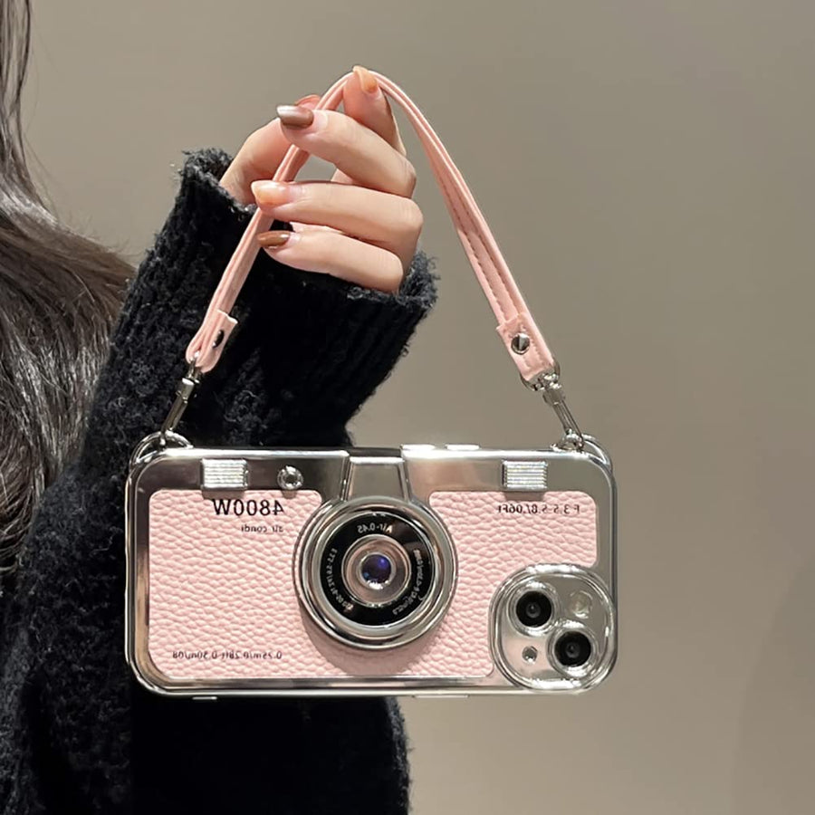 SupShell™ Retro Camera iPhone Case - TPU & Leather | Shockproof 3D Protection for Women - Pink - Supshell