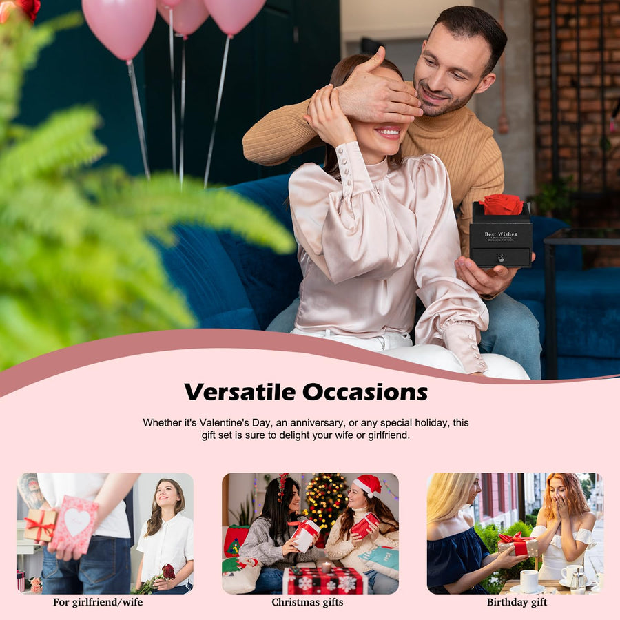 Mangalmay Rose Flower Premium Box with Necklace (🔥Gift for Beloved One🔥)